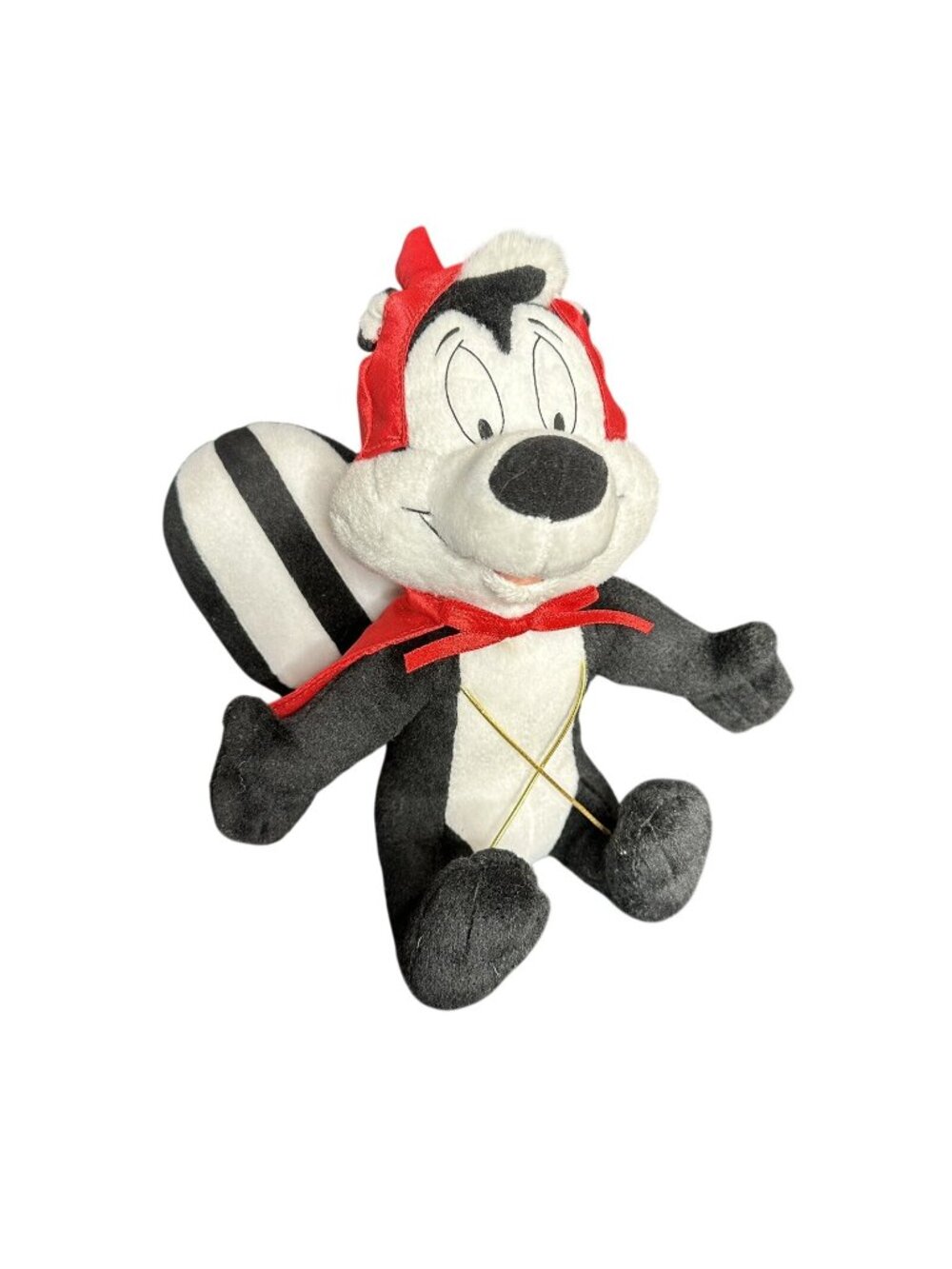 Looney Tunes Pepe Le Pew Plush Skunk Devil Costume 11" Black White Red